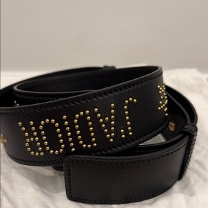 Christian Dior Adjustable Studded Leather Shoulder Strap Black Gold NEW